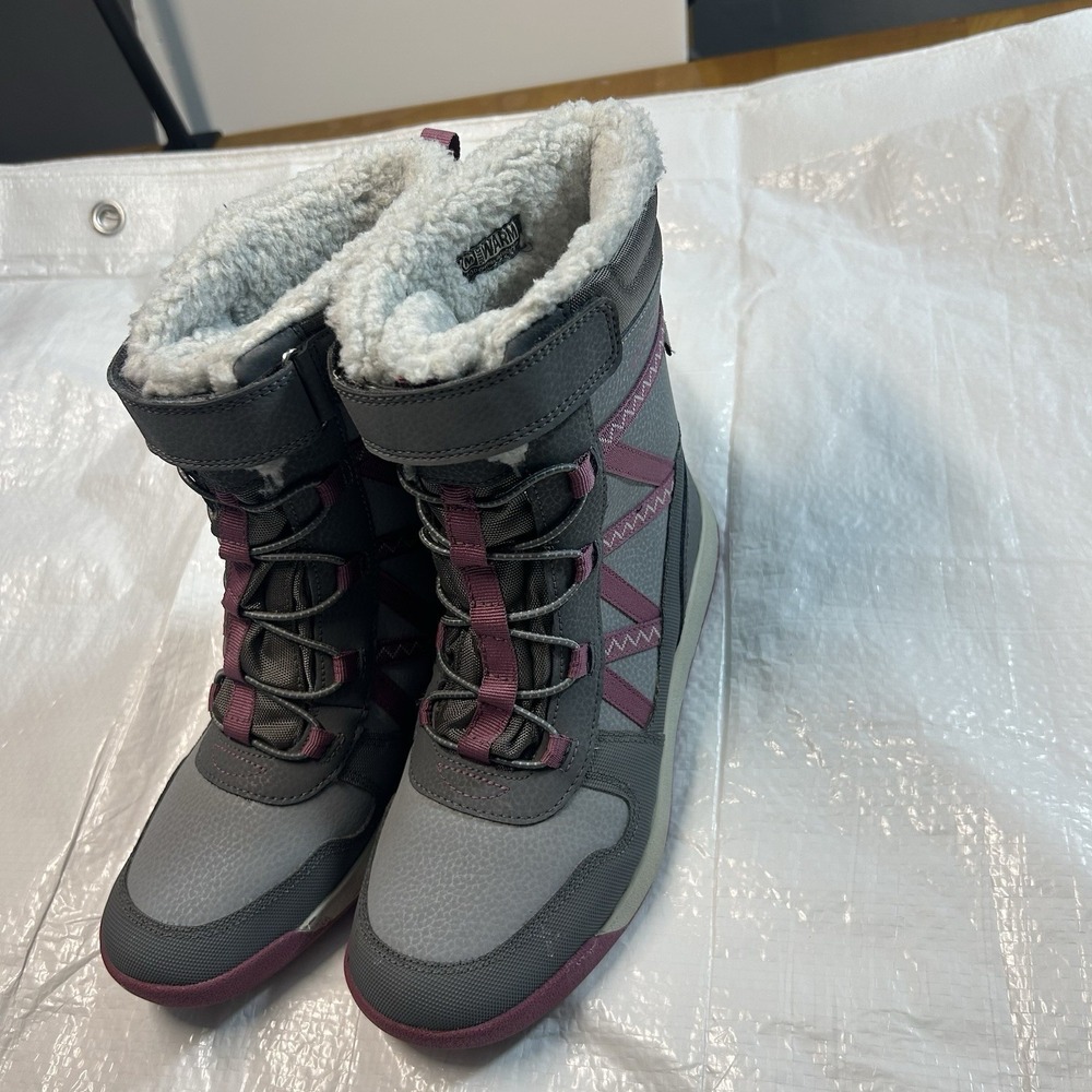 Merrell Girls Snow Bank 2.0 Waterproof Winter Boots Grey Purple US 4